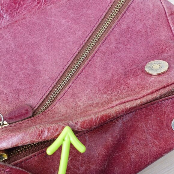 Brown Boho Leather Crossbody Medium Expandable Fold‎ Pebbled MADE NYC Arza $265 - Picture 10 of 16